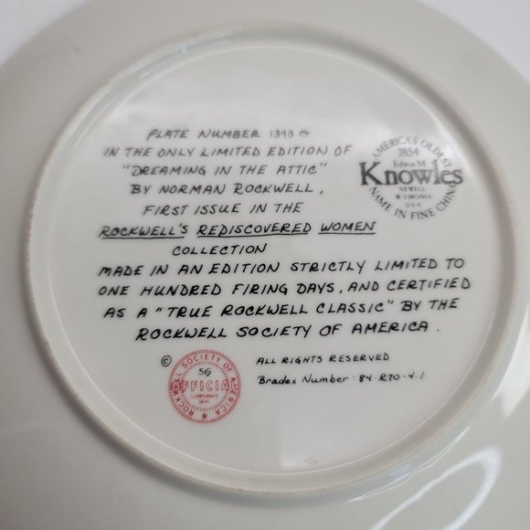 Norman Rockwell Dreaming in the Attic Collectible Plate Knowles China PR426 - Picture 4 of 5